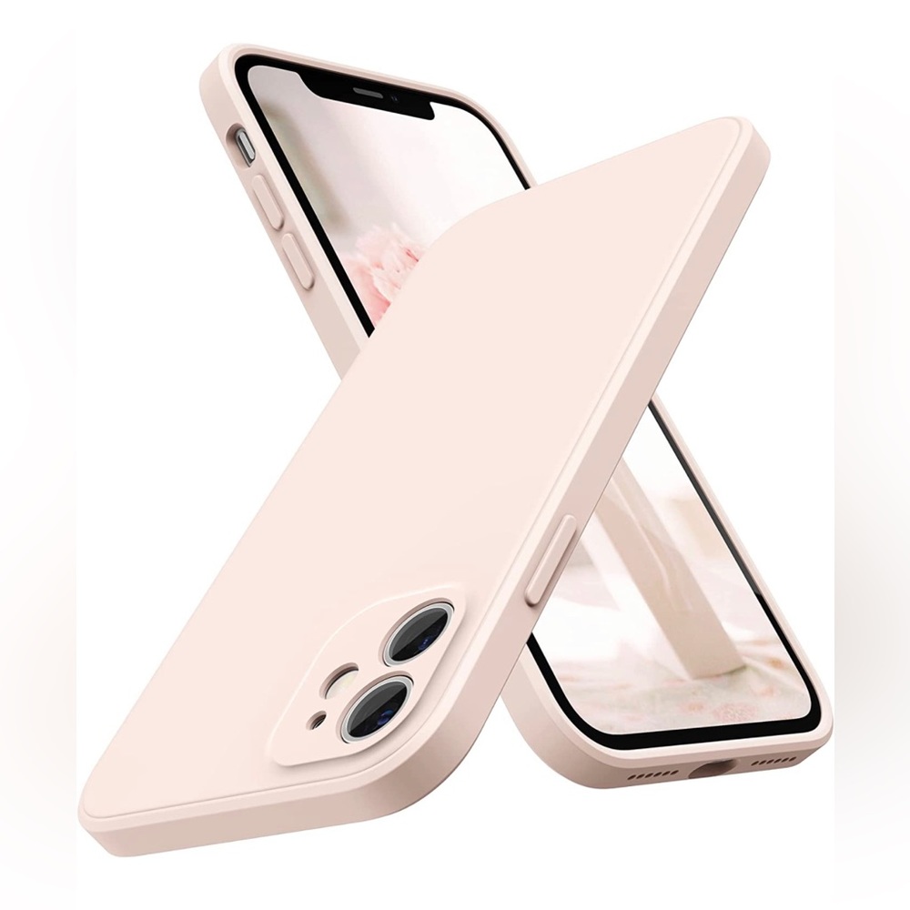 SURPHY light pink Square silicone iPhone 11 Case with Camera protection.